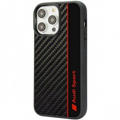 Dėklas Audi Carbon Fiber Stripe iPhone 14 Pro Juodas AUS-TPUPCIP14P-R8/D1-BK 1