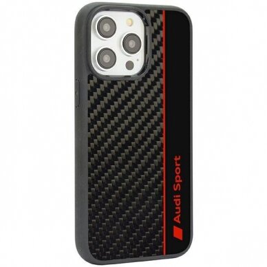 Dėklas Audi Carbon Fiber Stripe iPhone 14 Pro Juodas AUS-TPUPCIP14P-R8/D1-BK 2