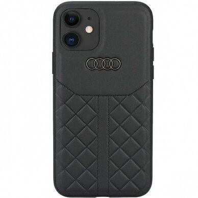 Dėklas Audi Genuine Leather iPhone 11 / Xr Juodas AU-TPUPCIP11R-Q8/D1-BK