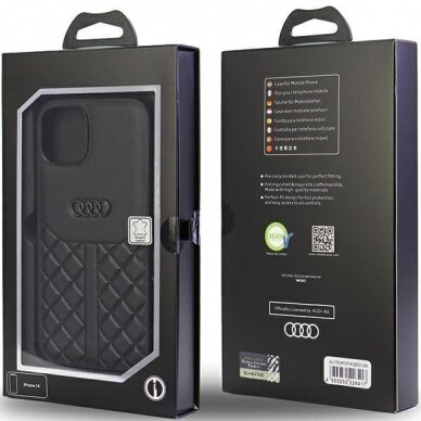 Dėklas Audi Genuine Leather iPhone 14 Juodas AU-TPUPPCIP14-Q8/D1-BK 6