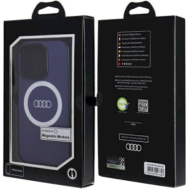 Originalus Audi dėklas IML Big Logo MagSafeiPhone 14 Pro - mėlynas 6