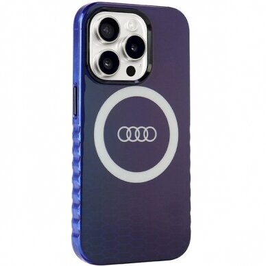 Originalus Audi dėklas IML Big Logo MagSafeiPhone 15 Pro - mėlynas 5