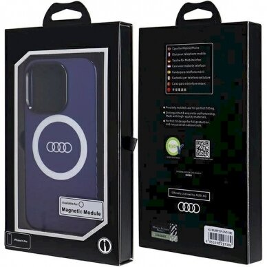 Originalus Audi dėklas IML Big Logo MagSafeiPhone 15 Pro - mėlynas 6