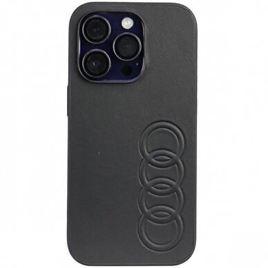 Dėklas Audi Synthetic Leather iPhone 14 Pro Juodas AU-TPUPPCIP14P-TT/D1-BK