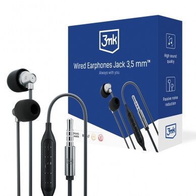 Ausinės 3mk Wired Earphones 3,5mm juodos