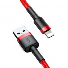 [Užsakomoji prekė] Baseus - Data Cable Cafule (CALKLF-C09) - USB to Lightning, 1.5A, 2m - Raudonas