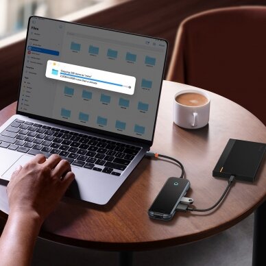 Baseus AcmeJoy 6-Port HUB Docking Station (USB-C to USB-C PD & Data / 2xUSB3.0 / USB2.0 / HDMI / RJ45) Tamsiai Pilkas (WKJZ010013) 5