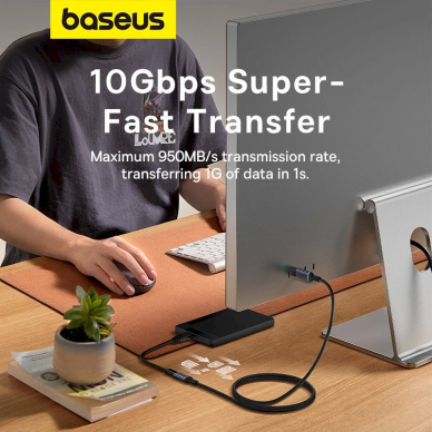 Baseus B0063370C111-00 USB-C - USB-C Kabelis 4K 60Hz 100W 5A 10Gb/s 0.5m - Juodas 13