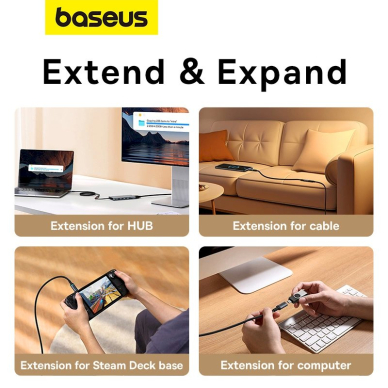 Baseus B0063370C111-00 USB-C - USB-C Kabelis 4K 60Hz 100W 5A 10Gb/s 0.5m - Juodas 14