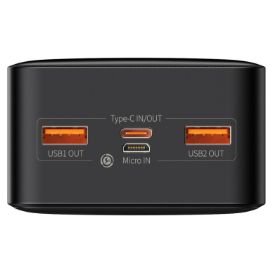 Išorinė Baterija su ekranu Baseus Bipow 30000mAh 20W 2x USB / USB Type C / micro USB 20W Quick Charge AFC FCP Juoda (PPDML-N01) 5