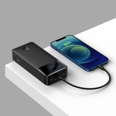 Išorinė Baterija su ekranu Baseus Bipow 30000mAh 20W 2x USB / USB Type C / micro USB 20W Quick Charge AFC FCP Juoda (PPDML-N01) 8