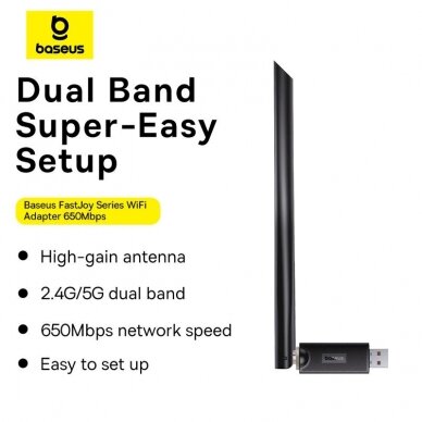 Baseus BS-OH173 650Mb/s 5 GHz USB network card - Juodas 10