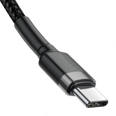 Kabelis Baseus Cafule Cable Durable Nylon Braided Wire Usb-C Pd / Usb-C Pd Pd2.0 60W 20V 3A Qc3.0 1M Juodas/pilkas  4