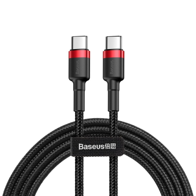 Kabelis Baseus Cafule Durable Nylon Braided Wire Usb-C Pd / Usb-C Pd Pd2.0 60W 20V 3A Qc3.0 1M Juodas-raudonas