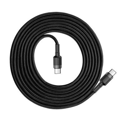 Kabelis Baseus Cafule Cable Durable Nylon Braided Wire Usb-C Pd / Usb-C Pd Pd2.0 60W 20V 3A Qc3.0 2M Juodas/pilkas 1