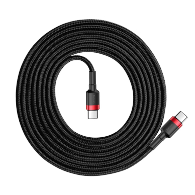 Kabelis Baseus Cafule Durable Nylon Braided Wire Usb-C Pd / Usb-C Pd Pd2.0 60W 20V 3A Qc3.0 2M Juodas-raudonas  2