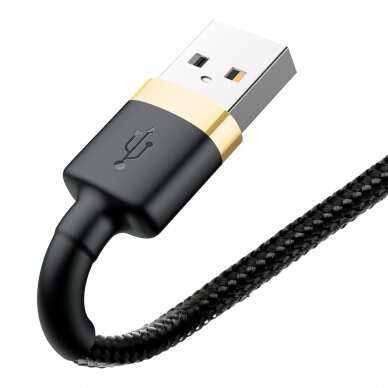 USB Kabelis Durable Nylon Braided Wire USB / Lightning Qc3.0 2.4A 1M Juodas/auksinis (Calklf-Bv1) 2