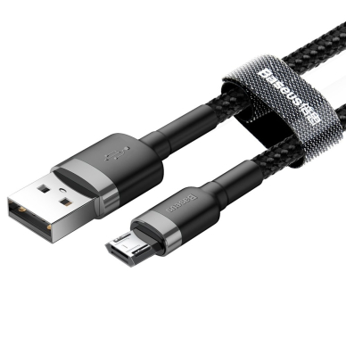 USB Kabelis Durable Nylon Braided Wire Usb / Micro Usb 2A 3M Juodas/pilkas (Camklf-Hg1) UGLX912 2