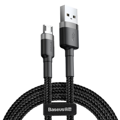 USB Kabelis Durable Nylon Braided Wire Usb / Micro Usb 2A 3M Juodas/pilkas (Camklf-Hg1) UGLX912 4