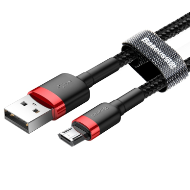 USB Kabelis Durable Nylon Braided Wire Usb / Micro Usb Qc3.0 1.5A 2M Juodas/raudonas (Camklf-C91) 10