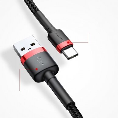 USB Kabelis Durable Nylon Braided Wire Usb / Usb-C Qc3.0 2A 3M Juodas/raudonas (Catklf-U91) 14