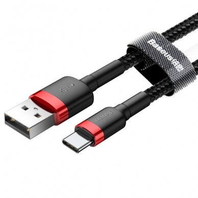 USB Kabelis Durable Nylon Braided Wire Usb / Usb-C Qc3.0 2A 3M Juodas/raudonas (Catklf-U91) 2