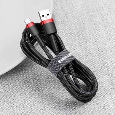 USB Kabelis Durable Nylon Braided Wire Usb / Usb-C Qc3.0 2A 3M Juodas/raudonas (Catklf-U91) 3