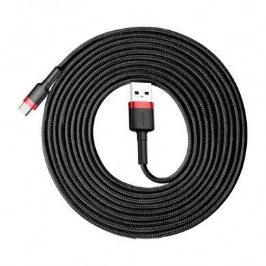 USB Kabelis Durable Nylon Braided Wire Usb / Usb-C Qc3.0 2A 3M Juodas/raudonas (Catklf-U91) 7