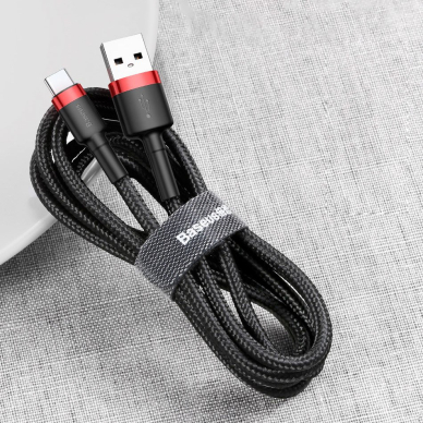 USB Kabelis Durable Nylon Braided Wire Usb / Usb-C Qc3.0 2A 3M raudonas (Catklf-U09) 8