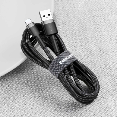 USB Kabelis Durable Nylon Braided Wire Usb / Usb-C Qc3.0 3A 0,5M Juodas/pilkas (Catklf-Ag1) 3