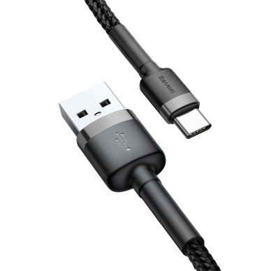 USB Kabelis Durable Nylon Braided Wire Usb / Usb-C Qc3.0 3A 0,5M Juodas/pilkas (Catklf-Ag1) 6