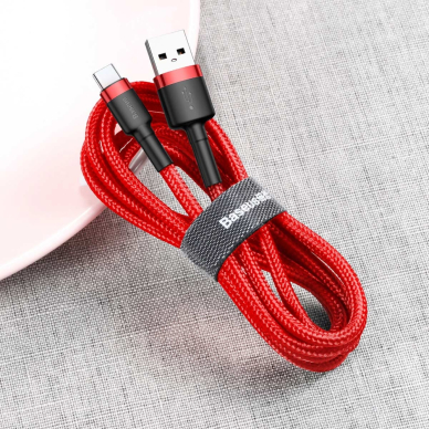 USB Kabelis Durable Nylon Braided Wire Usb / Usb-C Qc3.0 3A 1M raudonas (Catklf-B09) 3