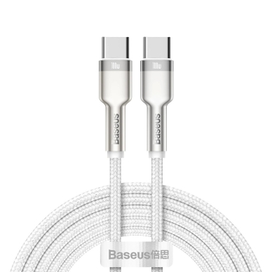 Baseus Cafule Series Metal Data USB-C / USB-C PD QC SCP 100W 5A 1 m Kabelis - baltas