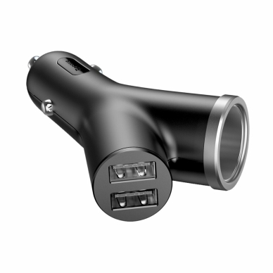 [Užsakomoji prekė] Baseus - Car Charger (CCALL-YX01) - Y-Type Dual USB, Cigarette Lighter Socket, 3.4A - Juodas 2