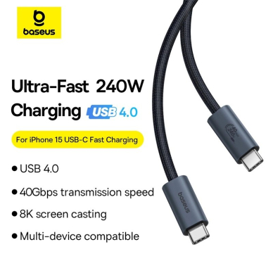 Baseus CB000068 USB-C - USB-C Kabelis 240W PD 8K 60Hz 1m - Juodas 11