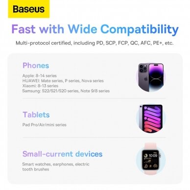 Baseus Comet Series powerbankdisplay 10000mAh 22.5W - Juodas + USB-A / USB-C Kabelis 14