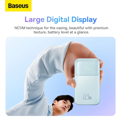 Baseus Comet Series powerbankdisplay 10000mAh 22.5W - blue + USB-A - USB-C Kabelis 0.3m - baltas 15