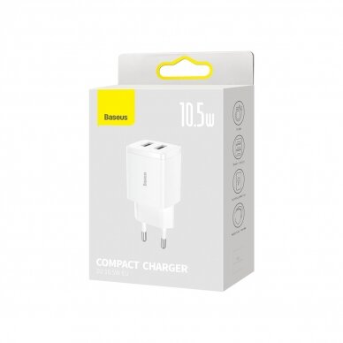 Baseus Compact Charger 2U 10.5W EU Baltas 4