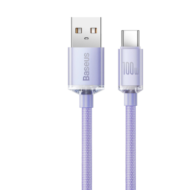 Greito Įkrovimo Kabelis Baseus crystal shine series USB Type A į USB Type C 100W 2m Violetinis (CAJY000505) 1