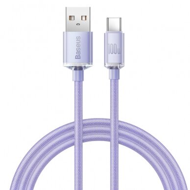 Greito Įkrovimo Kabelis Baseus crystal shine series USB Type A į USB Type C100W 1,2m Violetinis (CAJY000405) UGLX912