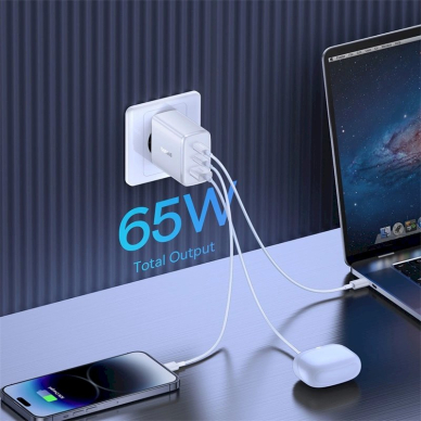 Baseus Cube Pro 65W GaN Įkroviklis  2x USB-C USB-A - baltas 9