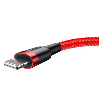 [Užsakomoji prekė] Baseus - Data Cable Cafule (CALKLF-C09) - USB to Lightning, 1.5A, 2m - Raudonas 2