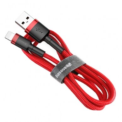 [Užsakomoji prekė] Baseus - Data Cable Cafule (CALKLF-C09) - USB to Lightning, 1.5A, 2m - Raudonas 4