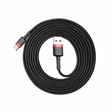 [Užsakomoji prekė] Baseus - Data Cable Cafule (CATKLF-B91) - USB to Type-C 3A, 480Mbps, 1m - Raudonas / Black 5