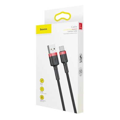 [Užsakomoji prekė] Baseus - Data Cable Cafule (CATKLF-B91) - USB to Type-C 3A, 480Mbps, 1m - Raudonas / Black 6