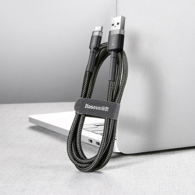 [Užsakomoji prekė] Baseus - Data Cable Cafule (CATKLF-BG1) - USB to Type-C, 3A, 480Mbps, 1m -pilkas / Black 5