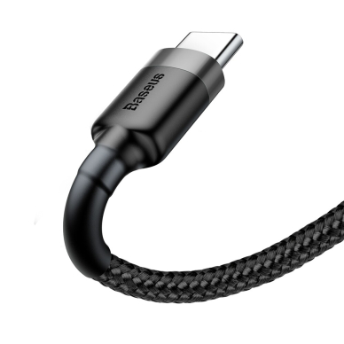 [Užsakomoji prekė] Baseus - Data Cable Cafule (CATKLF-BG1) - USB to Type-C, 3A, 480Mbps, 1m -pilkas / Black 2