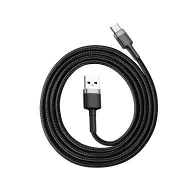 [Užsakomoji prekė] Baseus - Data Cable Cafule (CATKLF-BG1) - USB to Type-C, 3A, 480Mbps, 1m -pilkas / Black 4