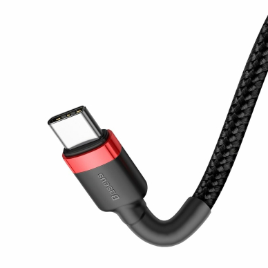 [Užsakomoji prekė] Baseus - Data Cable Cafule (CATKLF-G91) - Type-C to Type-C, PD2.0 60W Flash Charging, 20V, 3A, 1m - Raudonas / Black 1