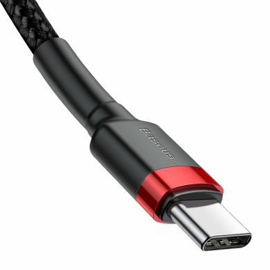 [Užsakomoji prekė] Baseus - Data Cable Cafule (CATKLF-G91) - Type-C to Type-C, PD2.0 60W Flash Charging, 20V, 3A, 1m - Raudonas / Black 4